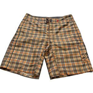 The North Face Shorts Adult 36 Gray Orange Outdoors Swim Trunks Board Logo Mens